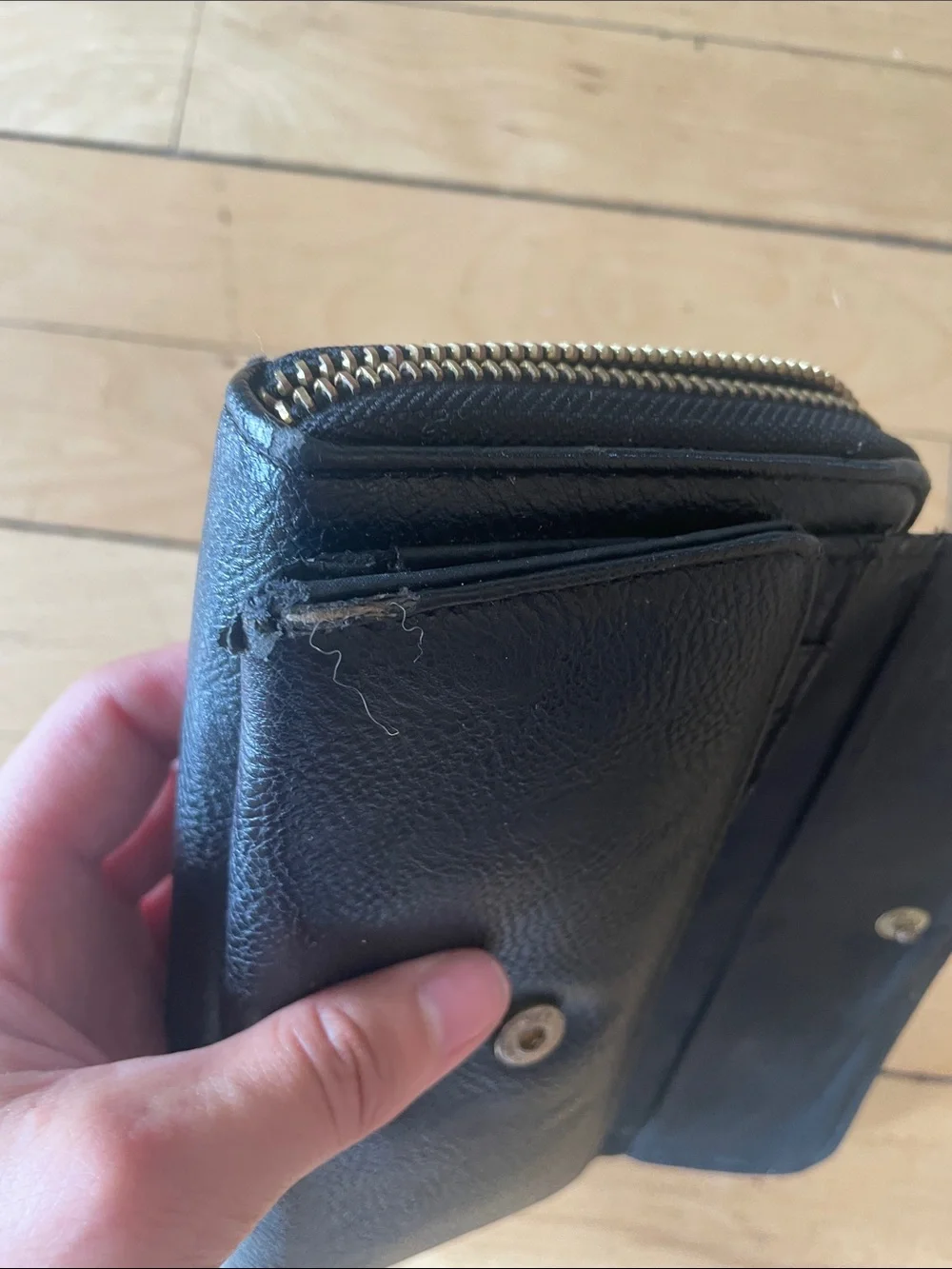 Black Leather women’s Travel Wallet - Compact Organizer